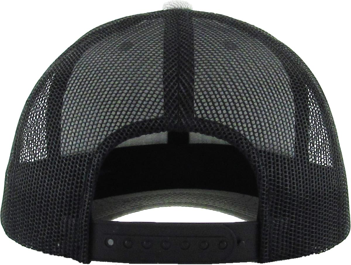 Heather Light Gray / Black 6-panel mesh trucker rear view